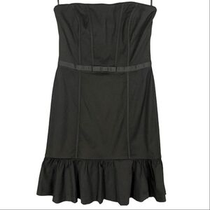 White House Black Market midi ribbed strapless ruffled hem shealth dress Size 10